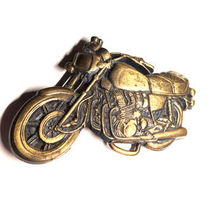 Vintage Brass Motorcycle Chopper Belt Buckle - Marked 897 On The Reverse Side